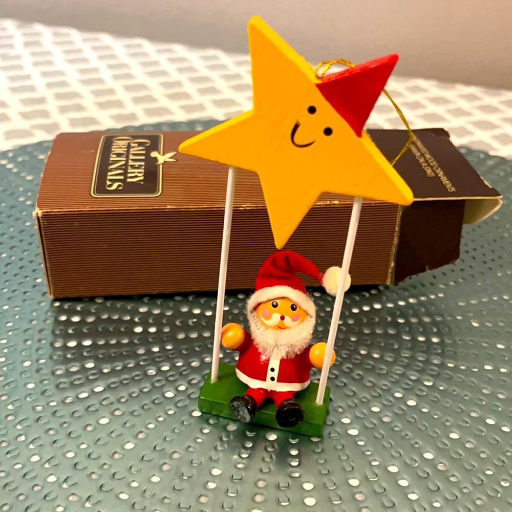 Vintage Hand Painted Wooden Santa